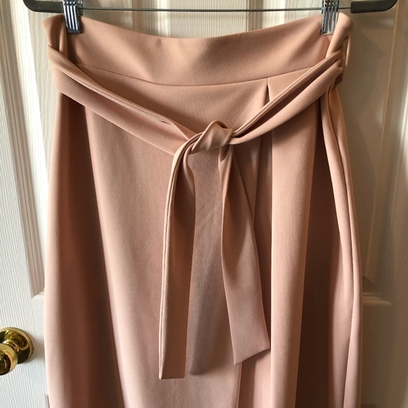 Worthington Blush Pink Belted with Pleat Midi Skirt Sz 12 - Picture 2 of 9